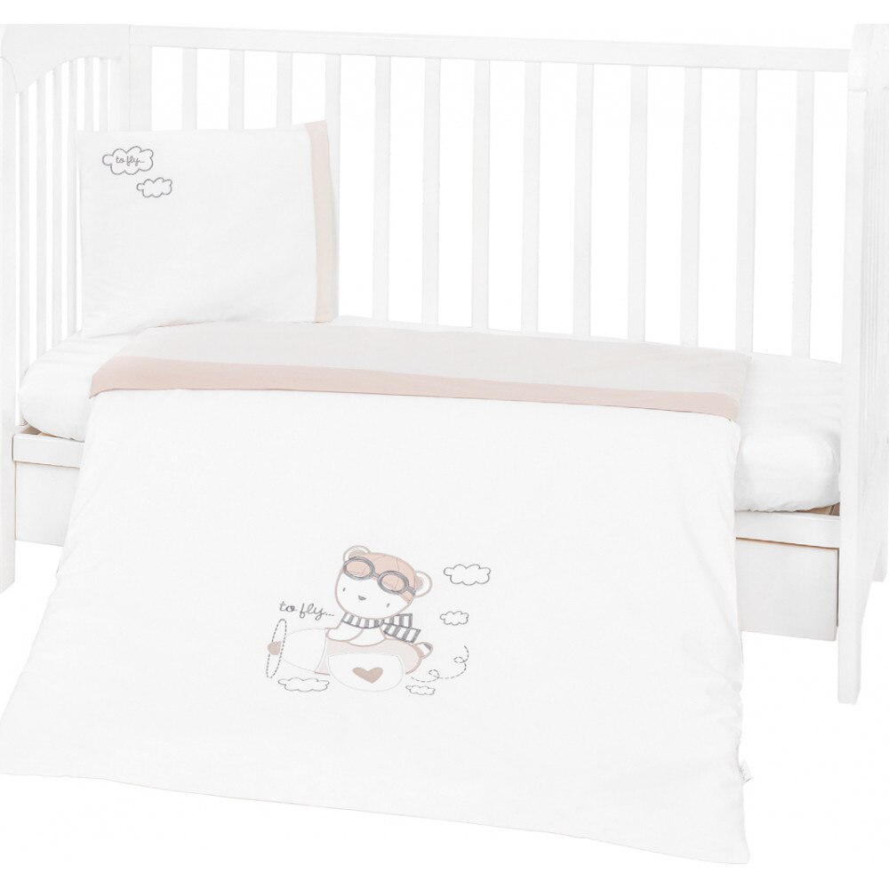 Set lenjerie patut cu 3 piese KikkaBoo cu broderie Dreamy Flight