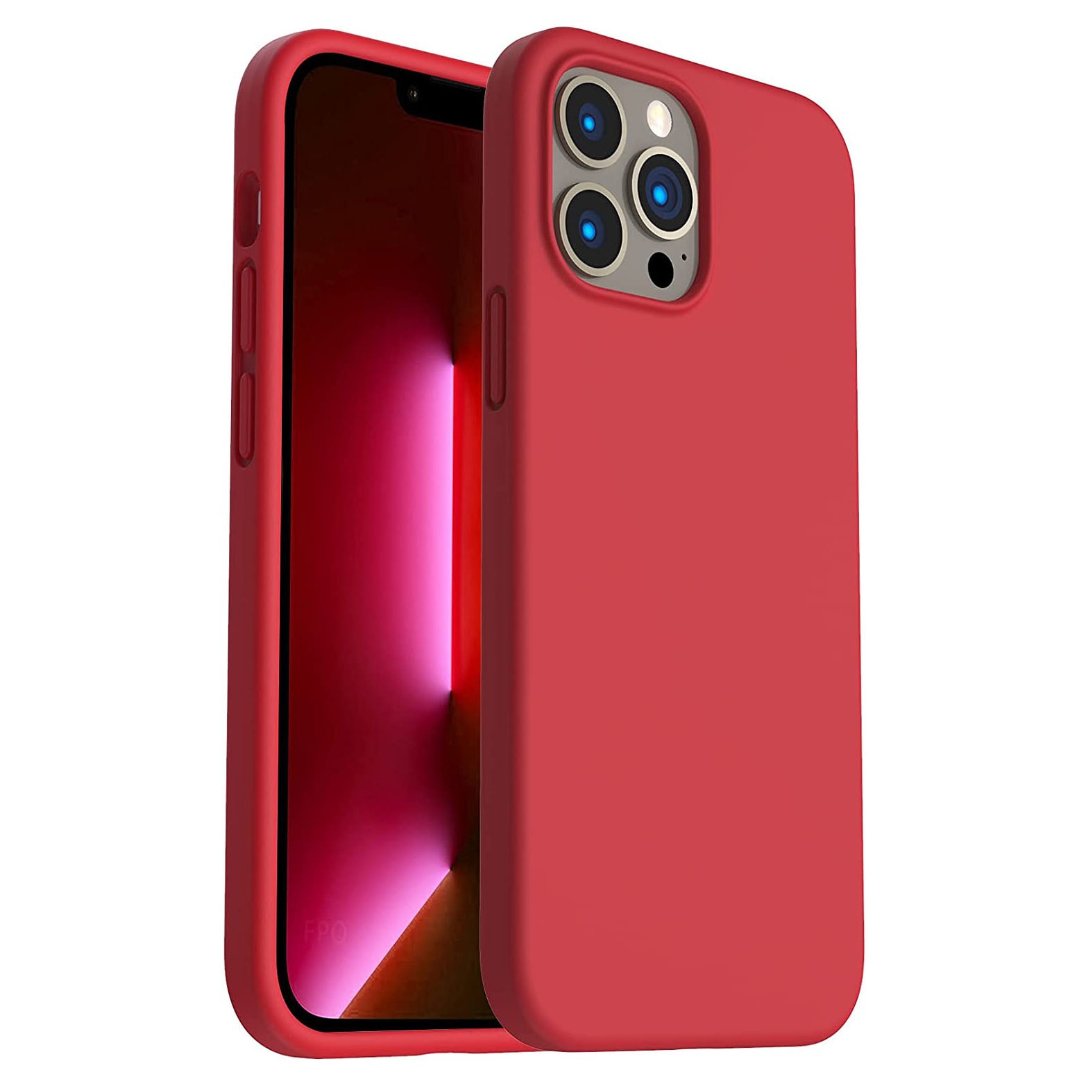 Husa protectie pentru iPhone 13 Pro Max, slim din silicon, cu interior de catifea, Rosu, Joyshell