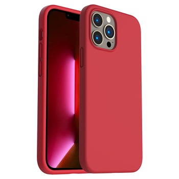 Husa protectie pentru iPhone 13 Pro Max, slim din silicon, cu interior de catifea, Rosu, Joyshell Husa protectie pentru iPhone 13 Pro Max, slim din silicon, cu interior de catifea, Rosu, Joyshell