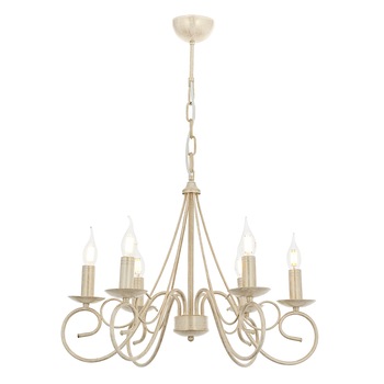 Lustra Slia Asi, 6 brate, 6xE14-40W, crem patina aurie 1460-45-06 Lustra Slia Asi, 6 brate, 6xE14-40W, crem patina aurie 1460-45-06