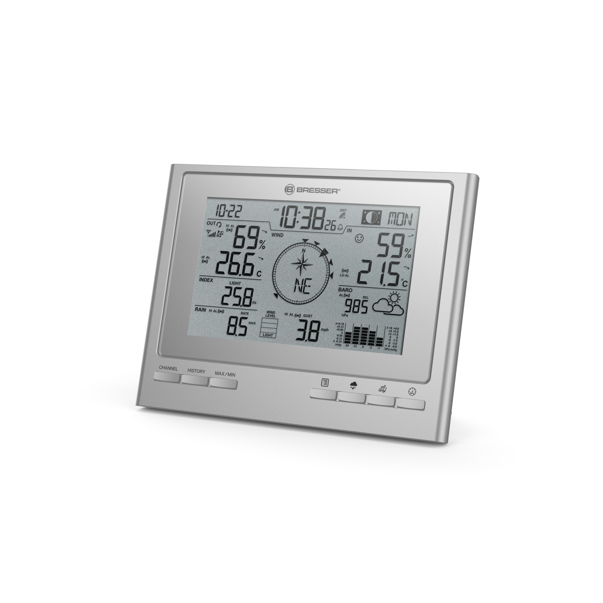 Statie meteo BRESSER 7-in-1 Exclusive ClimateScout RC, argintiu