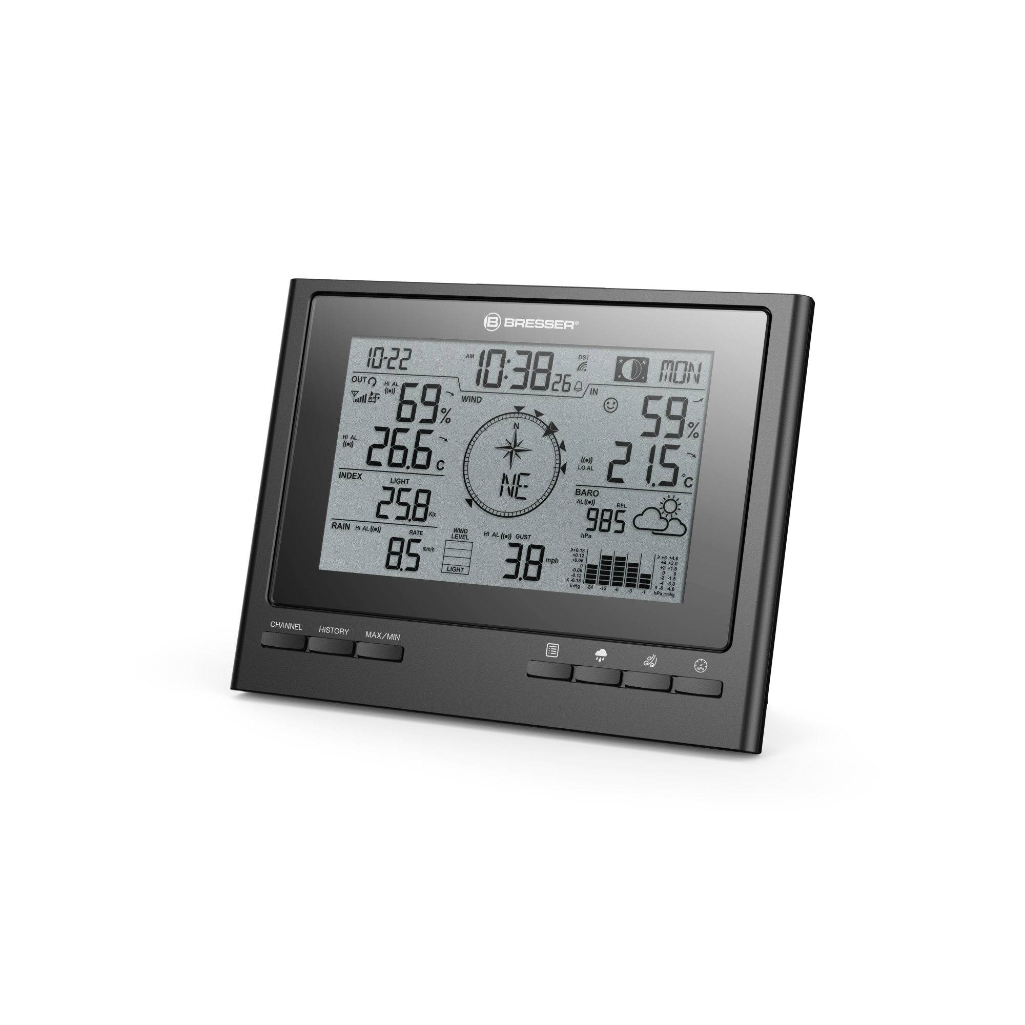 Statie meteo BRESSER 7-in-1 Exclusive ClimateScout RC, negru