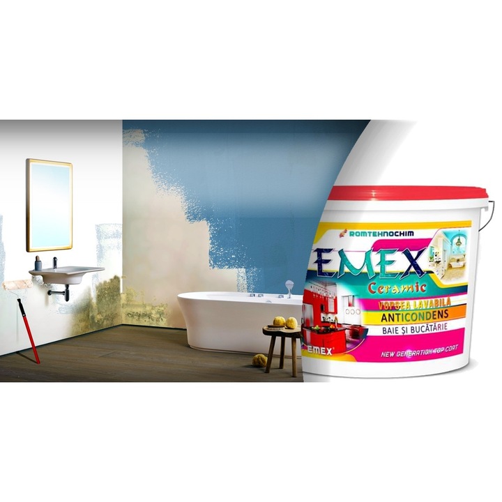 Vopsea Lavabila Anticondens “Emex Ceramic”, Light Grey, Bidon 7 Litri