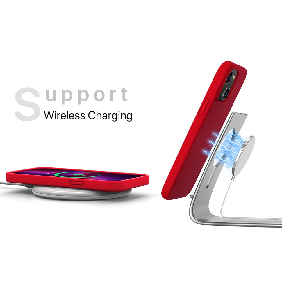 Husa protectie compatibila cu iPhone 13 Pro, slim din silicon, cu interior de catifea, Rosu, Joyshell