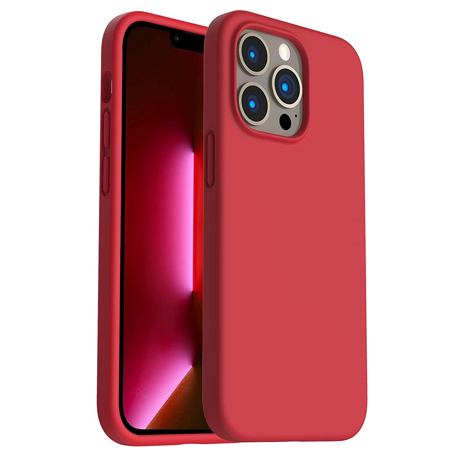 Husa protectie compatibila cu iPhone 13 Pro, slim din silicon, cu interior de catifea, Rosu, Joyshell