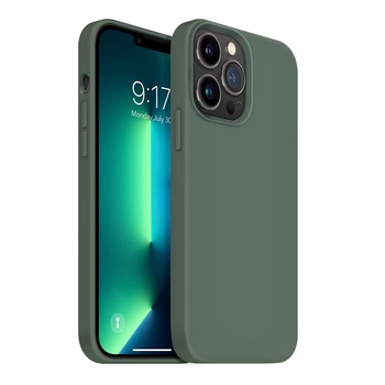Husa protectie pentru iPhone 13 Pro, slim din silicon, cu interior de catifea, Verde army, Joyshell Husa protectie pentru iPhone 13 Pro, slim din silicon, cu interior de catifea, Verde army, Joyshell