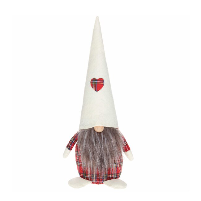 Figurina decorativa de Craciun, material textil, model Spiridus, inaltime 40cm, rosu/alb