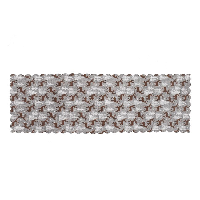 Napron de masa decorativ pentru Craciun model Ren, 180x36cm, gri