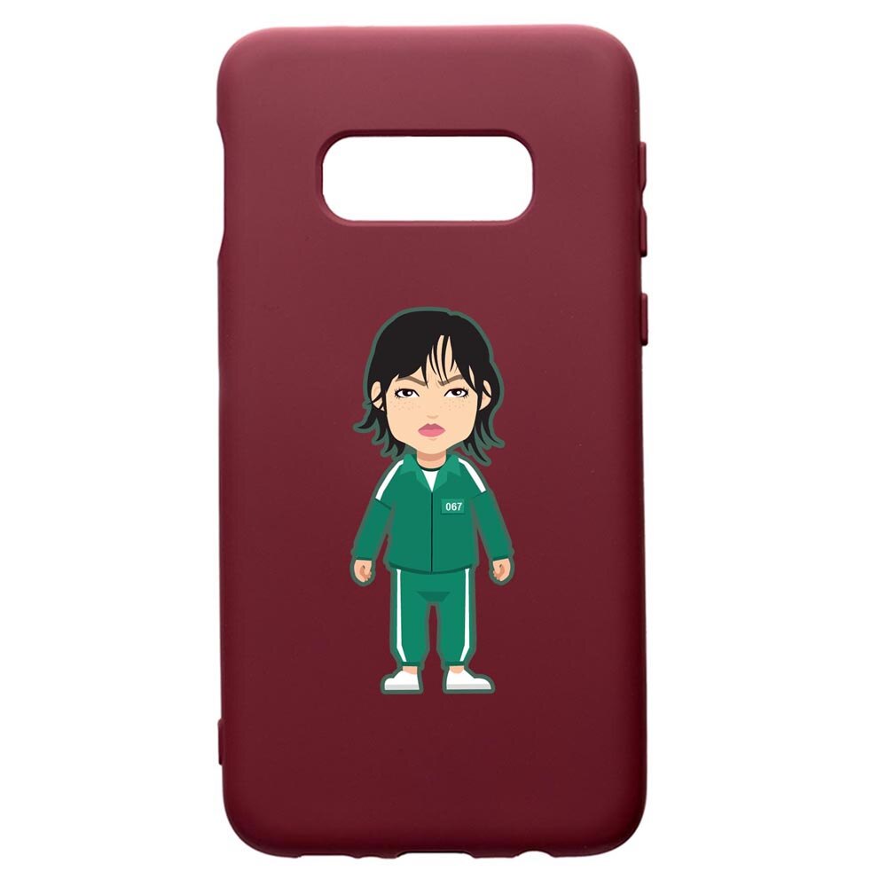 Husa Premium Silicon compatibila cu Samsung Galaxy S8, Squid Game - Gamer 067, cu interiorul din material textil, protectie camera, Burgundy, PBR840