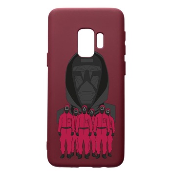 Husa Premium Silicon compatibila cu Samsung Galaxy S9, Squid Game - Front Man And Soldier, cu interiorul din material textil, protectie camera, Burgundy, PBR841 Husa Premium Silicon compatibila cu Samsung Galaxy S9, Squid Game - Front Man And Soldier, cu interiorul din material textil, protectie camera, Burgundy, PBR841