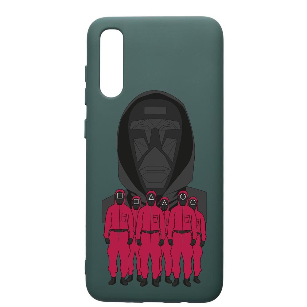 Husa Premium Silicon Compatibila Cu Samsung Galaxy A70, Squid Game - Front Man And Soldier, cu interiorul din material textil, protectie camera, Forest Green, PFG841