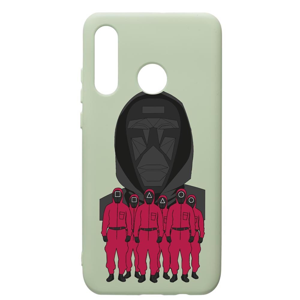 Husa Premium Silicon Compatibila Cu Huawei P40 Lite E / Y7p, Squid Game - Front Man And Soldier, cu interiorul din material textil, protectie camera, Beryl, PGR841