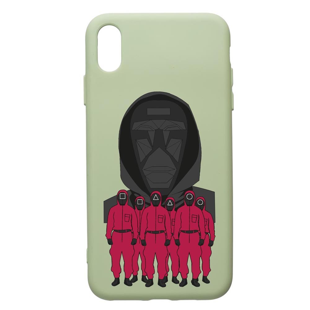 Husa Premium Silicon Compatibila Cu Apple iPhone XS Max, Squid Game - Front Man And Soldier, cu interiorul din material textil, protectie camera, Beryl, PGR841