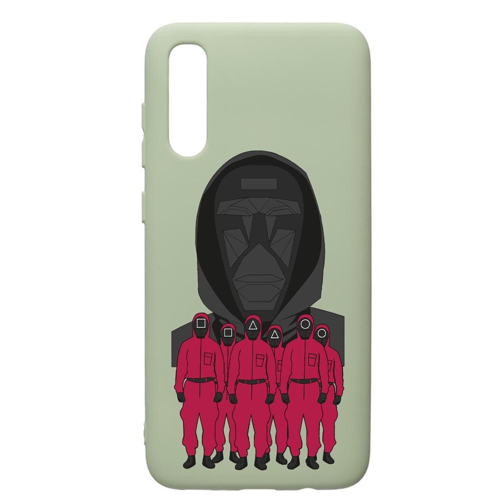 Husa Premium Silicon Compatibila Cu Samsung Galaxy A70, Squid Game - Front Man And Soldier, cu interiorul din material textil, protectie camera, Beryl, PGR841