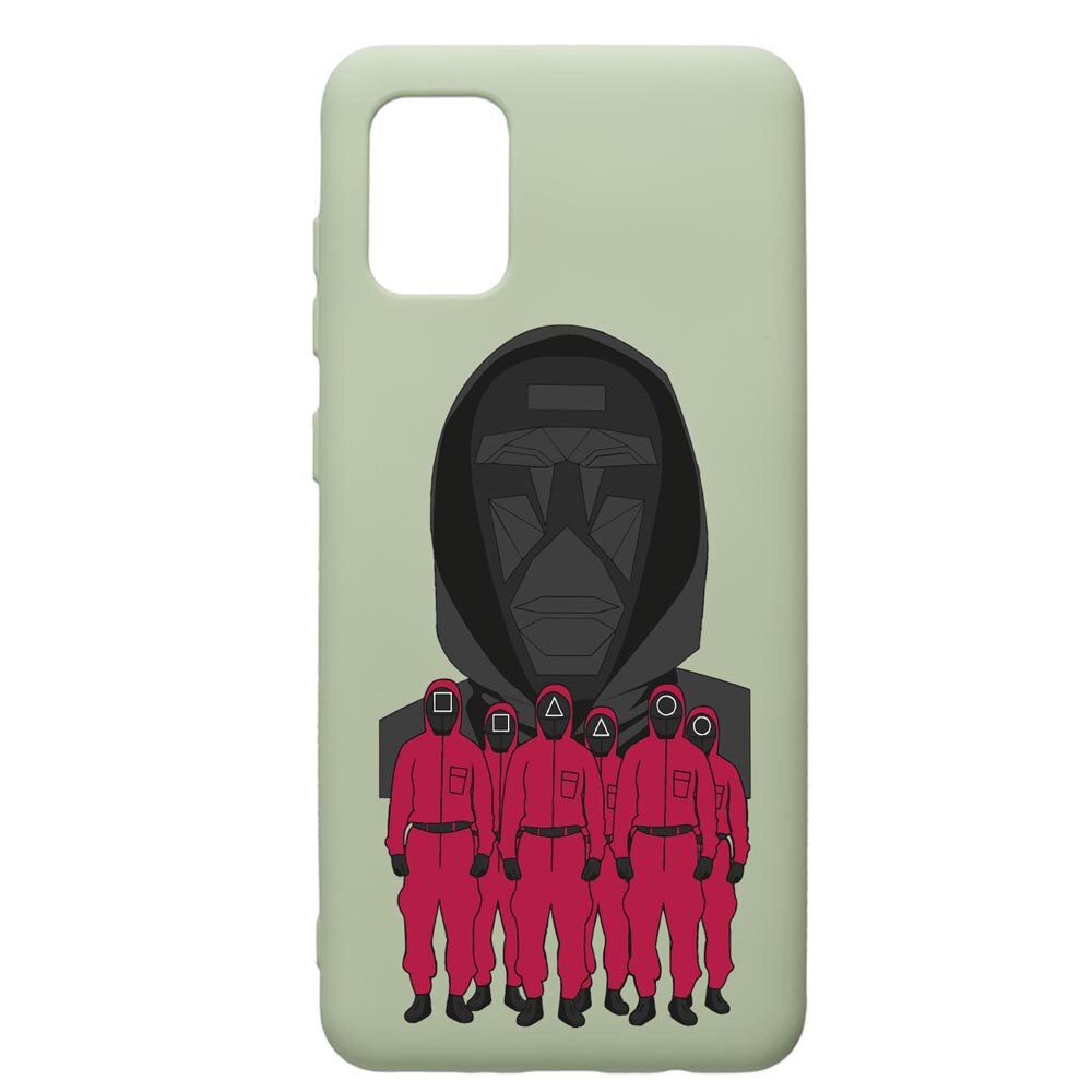 Husa Premium Silicon Compatibila Cu Samsung Galaxy A71, Squid Game - Front Man And Soldier, cu interiorul din material textil, protectie camera, Beryl, PGR841