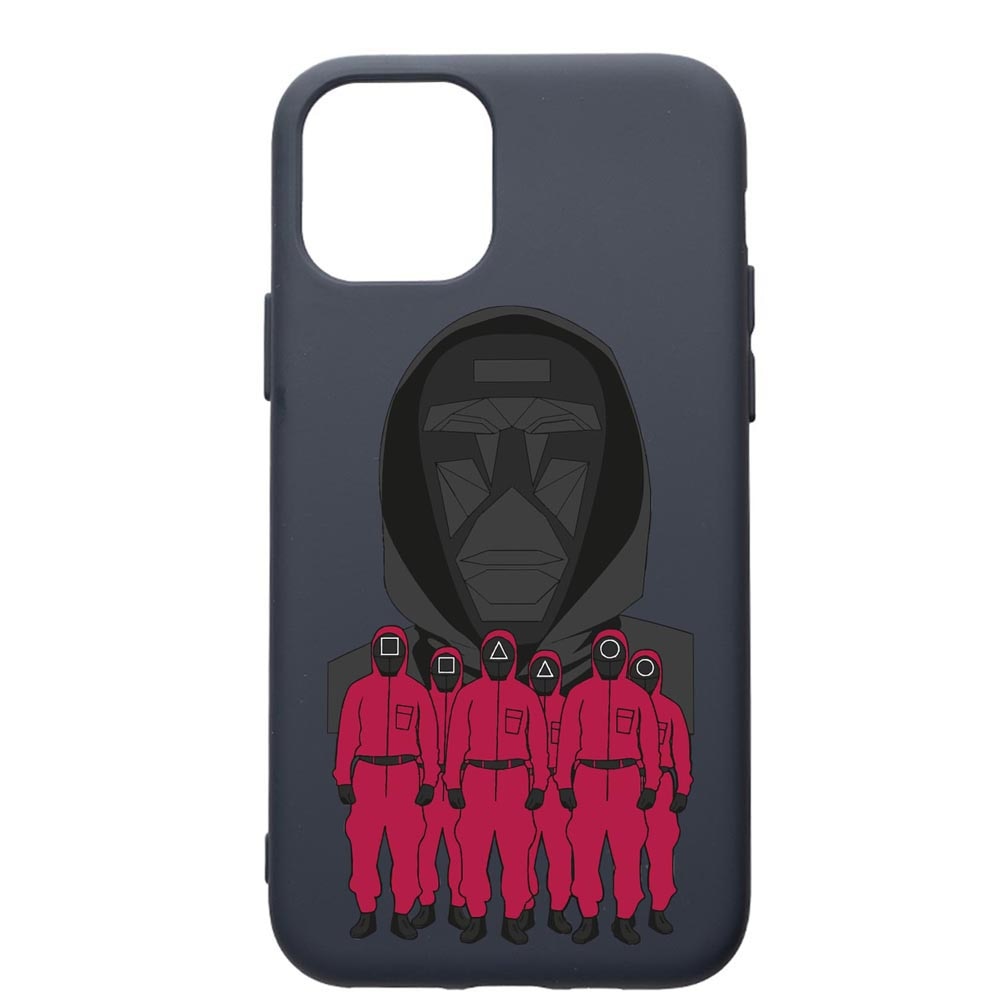 Husa Premium Silicon Compatibila Cu Apple IPhone 12 Pro Max, Squid Game - Front Man And Soldier, cu interiorul din material textil, protectie camera, Alaskan Blue, PAB841