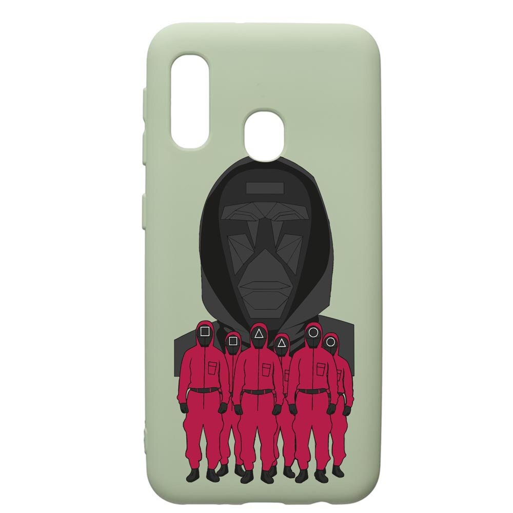 Husa Premium Silicon Compatibila Cu Samsung Galaxy A20e, Squid Game - Front Man And Soldier, cu interiorul din material textil, protectie camera, Beryl, PGR841