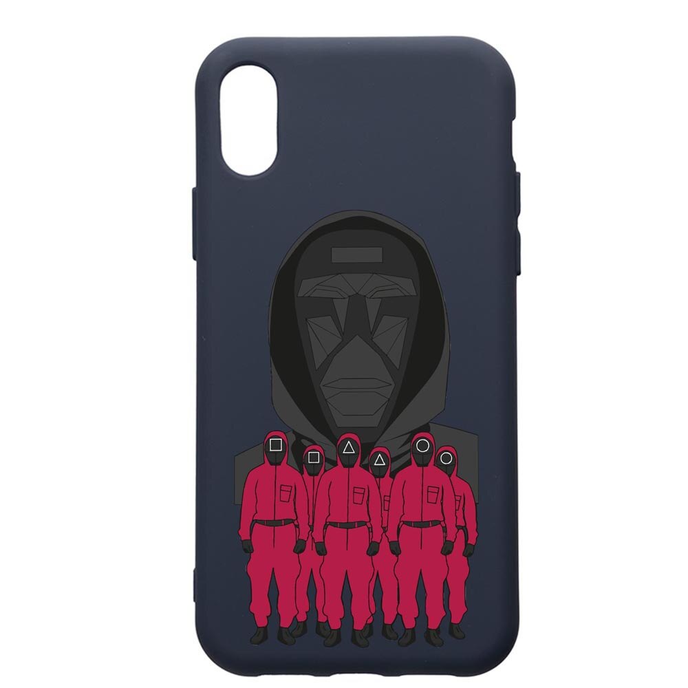 Husa Premium Silicon Compatibila Cu Apple IPhone XS Max, Squid Game - Front Man And Soldier, cu interiorul din material textil, protectie camera, Alaskan Blue, PAB841