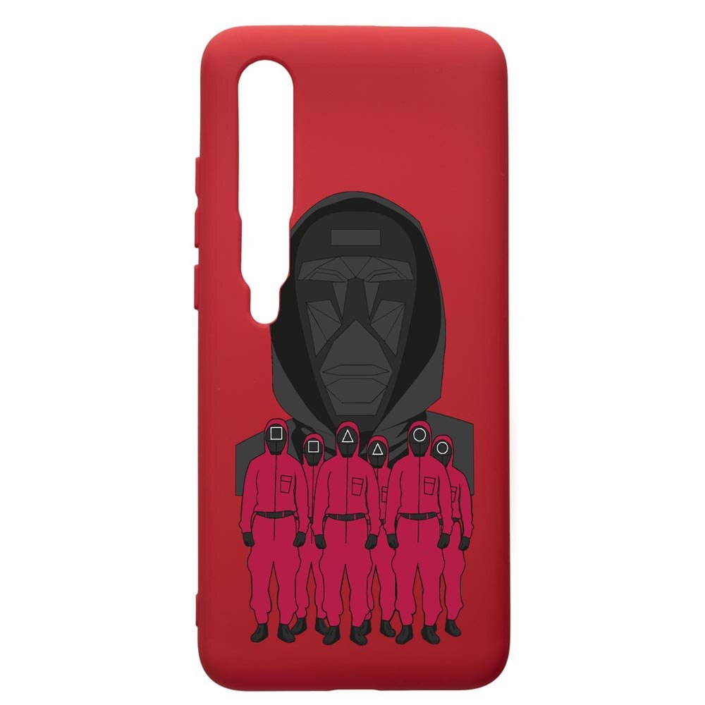 Husa Premium Silicon Compatibila Cu Xiaomi Mi 10 / Mi 10 Pro, Squid Game - Front Man And Soldier, silicon, cu interiorul din material textil, protectie camera, Red, PR841