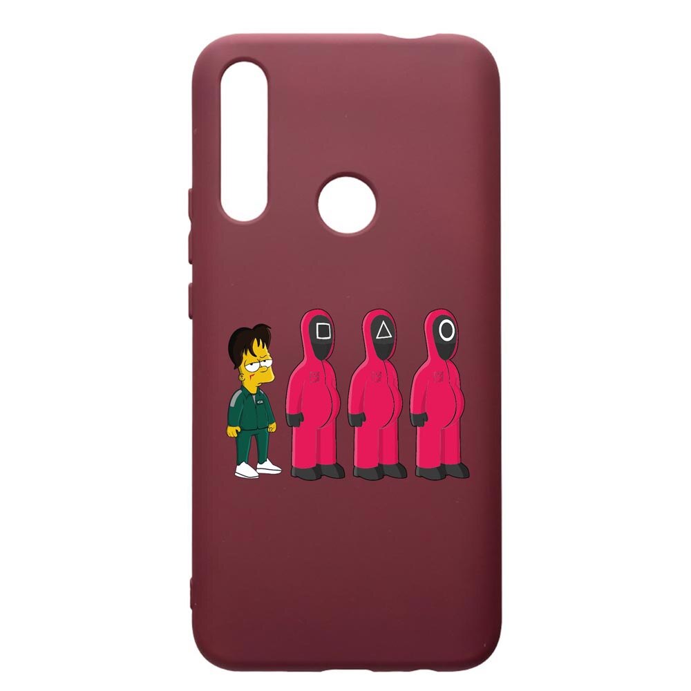 Husa Premium Silicon compatibila cu Huawei P Smart Z, Squid Game Simpson, cu interiorul din material textil, protectie camera, Burgundy, PBR842