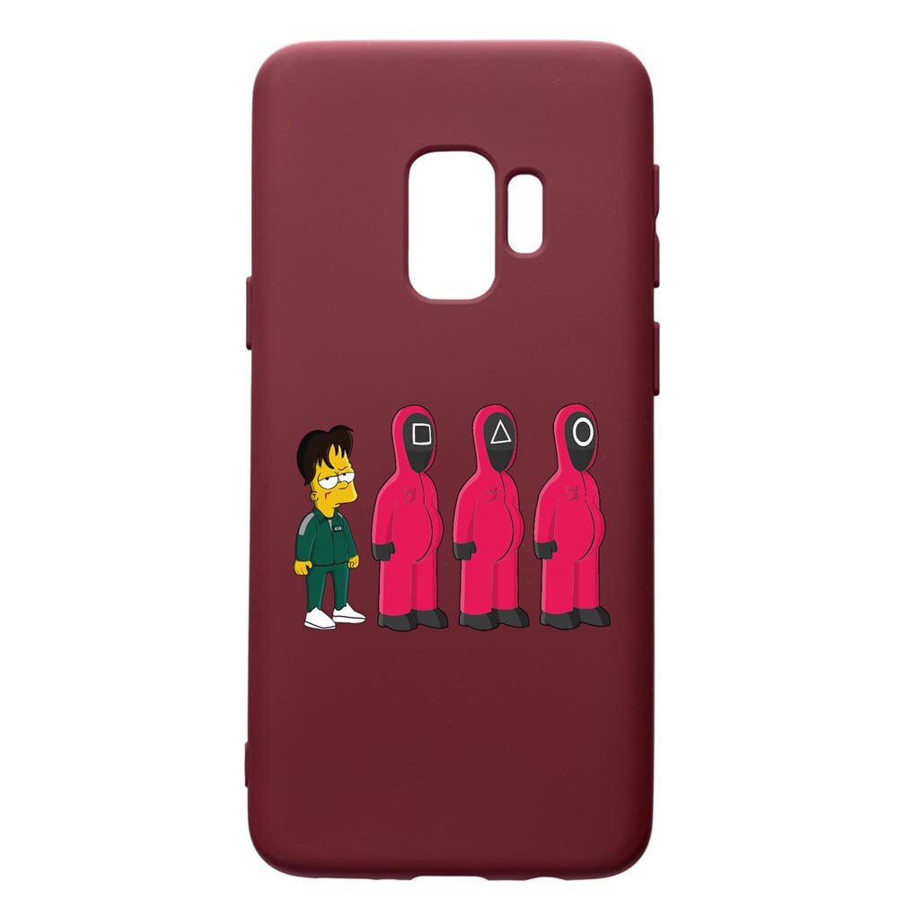 Husa Premium Silicon compatibila cu Samsung Galaxy S9, Squid Game Simpson, cu interiorul din material textil, protectie camera, Burgundy, PBR842