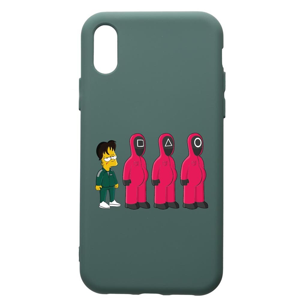 Husa Premium Silicon Compatibila Cu Samsung Galaxy A10, Squid Game Simpson, cu interiorul din material textil, protectie camera, Forest Green, PFG842