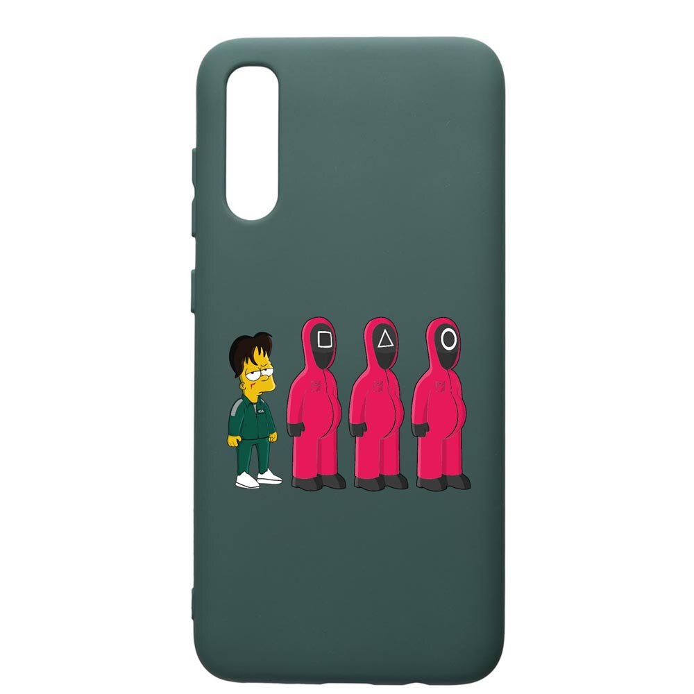 Husa Premium Silicon Compatibila Cu Samsung Galaxy A70, Squid Game Simpson, cu interiorul din material textil, protectie camera, Forest Green, PFG842