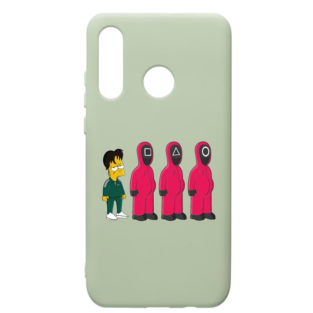 Husa Premium Silicon Compatibila Cu Huawei P40 Lite E / Y7p, Squid Game Simpson, cu interiorul din material textil, protectie camera, Beryl, PGR842