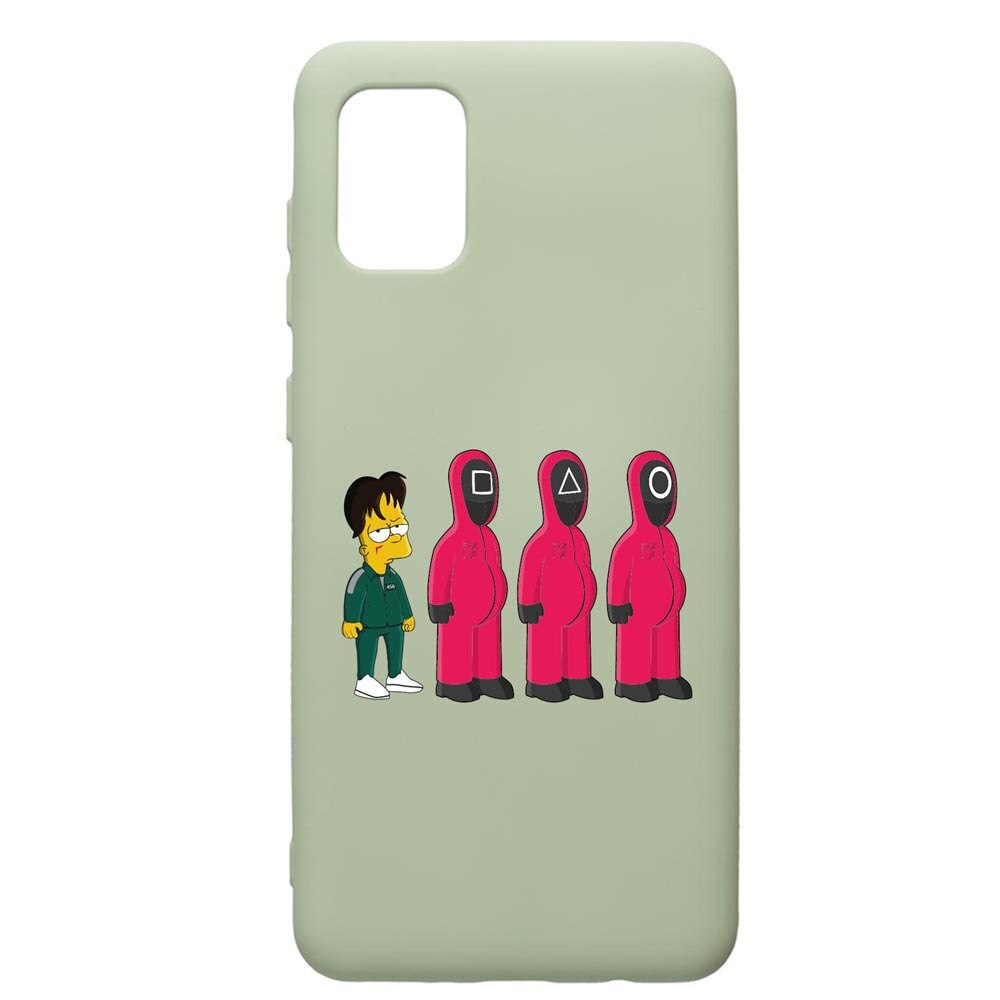 Husa Premium Silicon Compatibila Cu Samsung Galaxy A71, Squid Game Simpson, cu interiorul din material textil, protectie camera, Beryl, PGR842