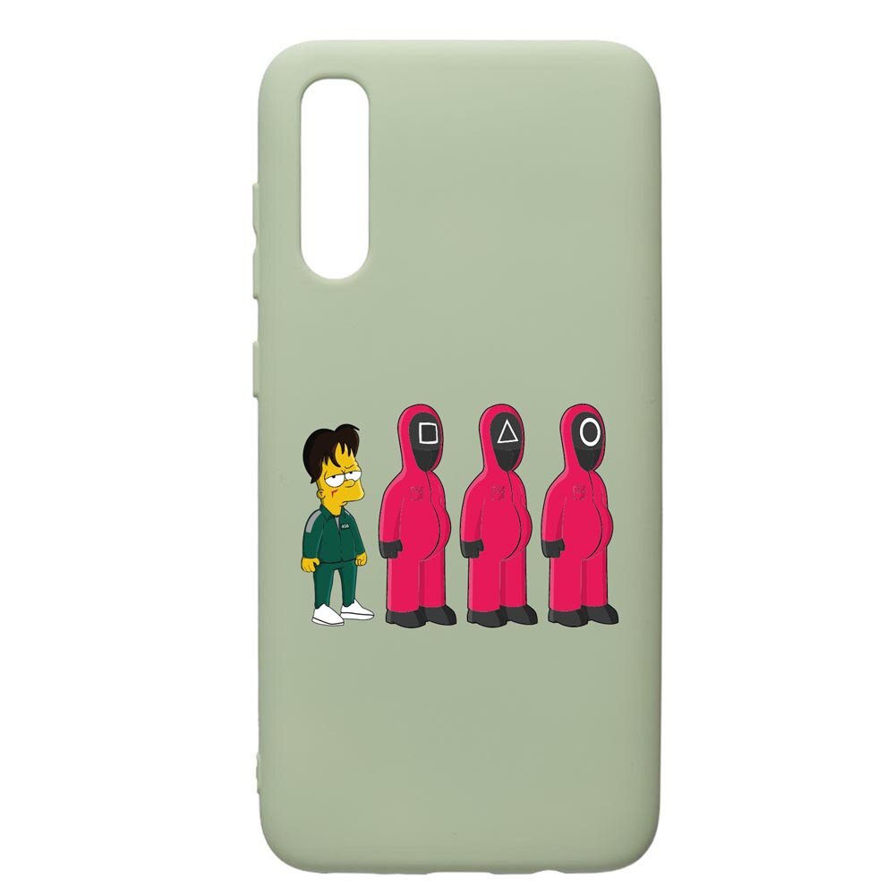 Husa Premium Silicon Compatibila Cu Samsung Galaxy A70, Squid Game Simpson, cu interiorul din material textil, protectie camera, Beryl, PGR842