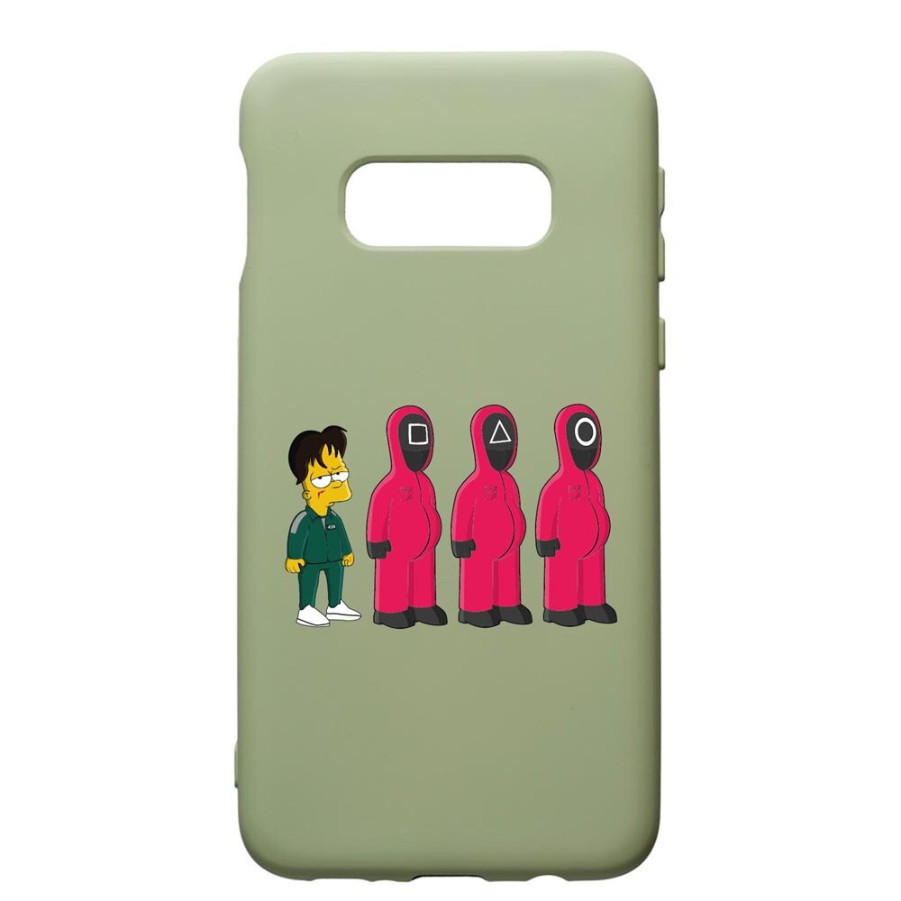 Husa Premium Silicon Compatibila Cu Samsung Galaxy S10, Squid Game Simpson, cu interiorul din material textil, protectie camera, Beryl, PGR842