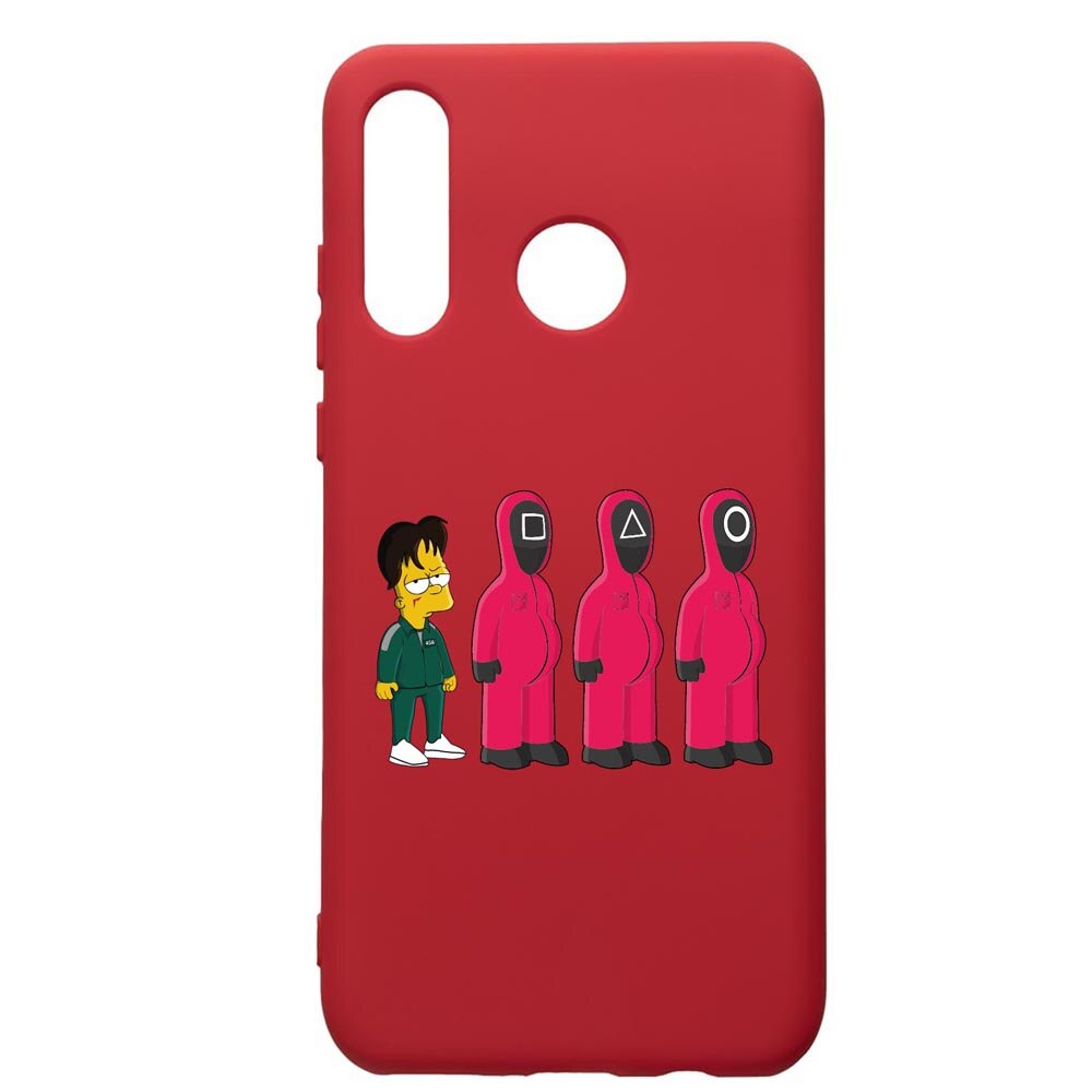 Husa Premium Silicon Compatibila Cu Huawei P30 Lite, Squid Game Simpson, silicon, cu interiorul din material textil, protectie camera, Red, PR842