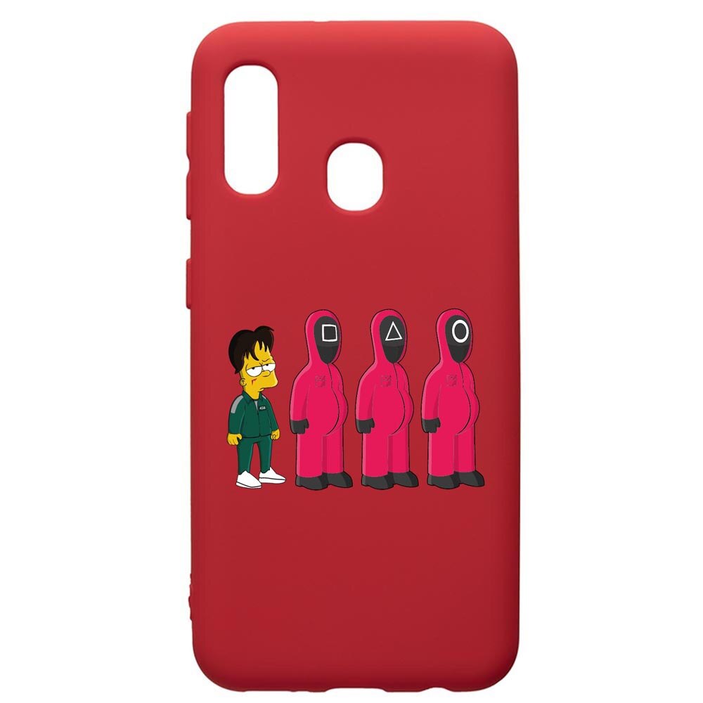 Husa Premium Silicon Compatibila Cu Samsung Galaxy A20E, Squid Game Simpson, silicon, cu interiorul din material textil, protectie camera, Red, PR842