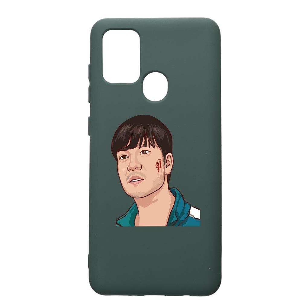 Husa Premium Silicon Compatibila Cu Samsung Galaxy A21S, Squid Game - Gamer 218, cu interiorul din material textil, protectie camera, Forest Green, PFG843