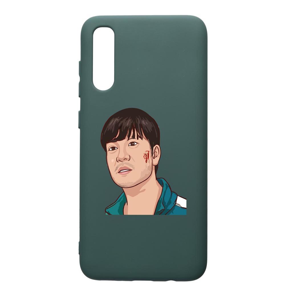 Husa Premium Silicon Compatibila Cu Samsung Galaxy A70, Squid Game - Gamer 218, cu interiorul din material textil, protectie camera, Forest Green, PFG843