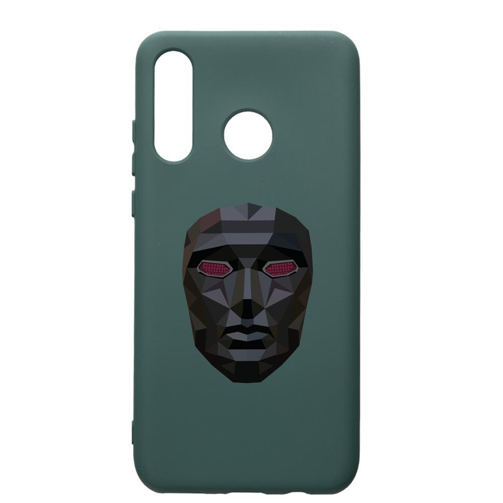Husa Premium Silicon Compatibila Cu Huawei P30 Lite, Squid Game Mask Front Man, cu interiorul din material textil, protectie camera, Forest Green, PFG844