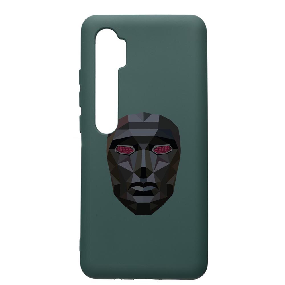 Husa Premium Silicon Compatibila Cu Xiaomi Mi Note 10, Squid Game Mask Front Man, cu interiorul din material textil, protectie camera, Forest Green, PFG844