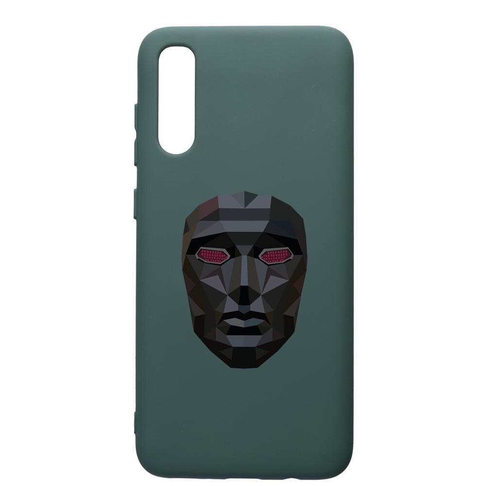 Husa Premium Silicon Compatibila Cu Samsung Galaxy A70, Squid Game Mask Front Man, cu interiorul din material textil, protectie camera, Forest Green, PFG844