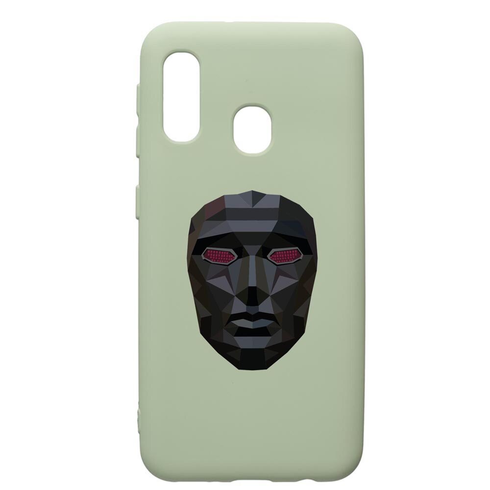 Husa Premium Silicon Compatibila Cu Samsung Galaxy A20e, Squid Game Mask Front Man, cu interiorul din material textil, protectie camera, Beryl, PGR844