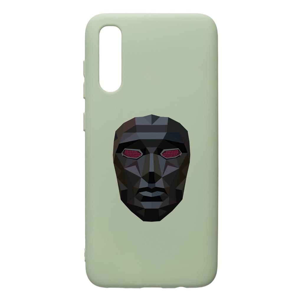 Husa Premium Silicon Compatibila Cu Samsung Galaxy A70, Squid Game Mask Front Man, cu interiorul din material textil, protectie camera, Beryl, PGR844
