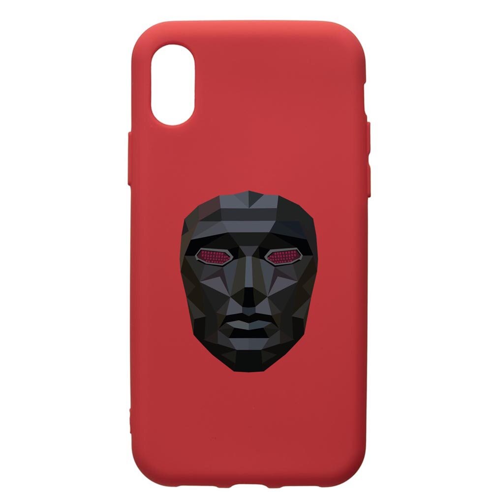 Husa Premium Silicon Compatibila Cu Samsung Galaxy A01, Squid Game Mask Front Man, silicon, cu interiorul din material textil, protectie camera, Red, PR844