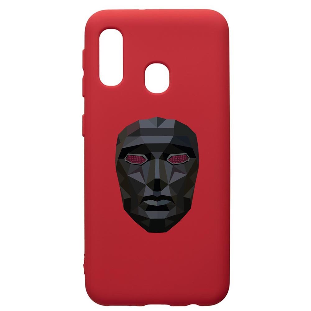 Husa Premium Silicon Compatibila Cu Samsung Galaxy A40, Squid Game Mask Front Man, silicon, cu interiorul din material textil, protectie camera, Red, PR844