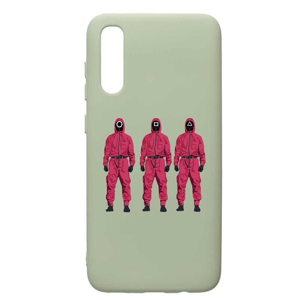 Husa Premium Silicon Compatibila Cu Samsung Galaxy A70, Squid Game Soldier Mask, cu interiorul din material textil, protectie camera, Beryl, PGR845