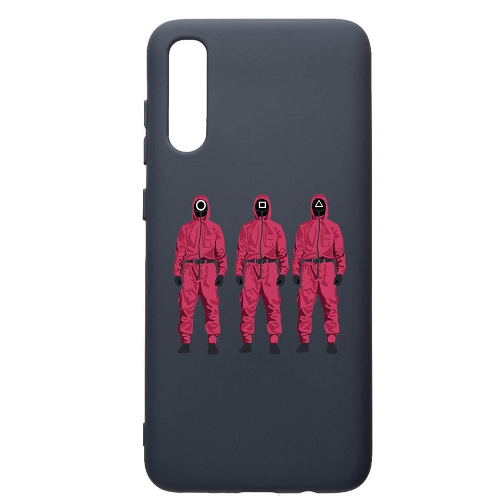 Husa Premium Silicon Compatibila Cu Samsung Galaxy A70, Squid Game Soldier Mask, cu interiorul din material textil, protectie camera, Alaskan Blue, PAB845