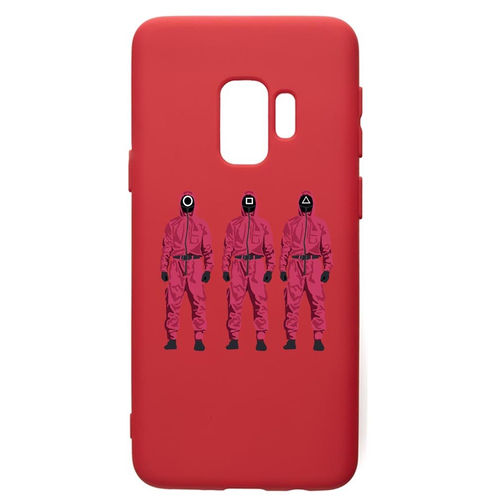 Husa Premium Silicon Compatibila Cu Samsung Galaxy S9, Squid Game Soldier Mask, silicon, cu interiorul din material textil, protectie camera, Red, PR845
