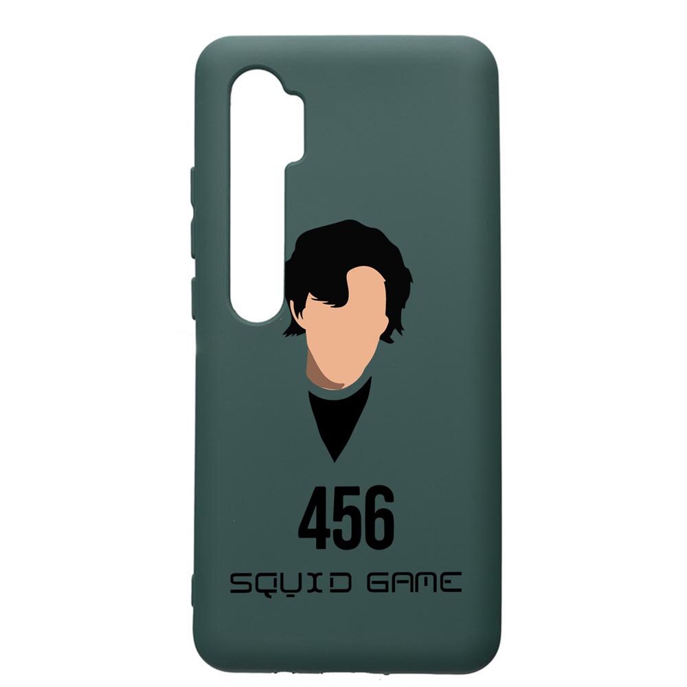 Husa Premium Silicon Compatibila Cu Xiaomi Mi Note 10, Squid Game - Gamer 456, cu interiorul din material textil, protectie camera, Forest Green, PFG846