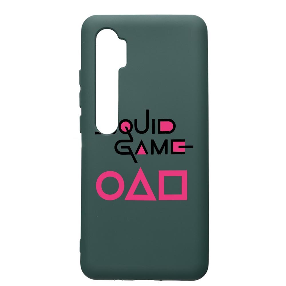 Husa Premium Silicon Compatibila Cu Xiaomi Mi Note 10, Squid Game, cu interiorul din material textil, protectie camera, Forest Green, PFG847