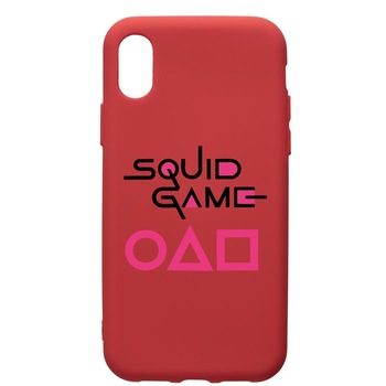 Husa Premium Silicon Compatibila Cu Apple iPhone XS / iPhone X, Squid Game, silicon, cu interiorul din material textil, protectie camera, Red, PR847 Husa Premium Silicon Compatibila Cu Apple iPhone XS / iPhone X, Squid Game, silicon, cu interiorul din material textil, protectie camera, Red, PR847