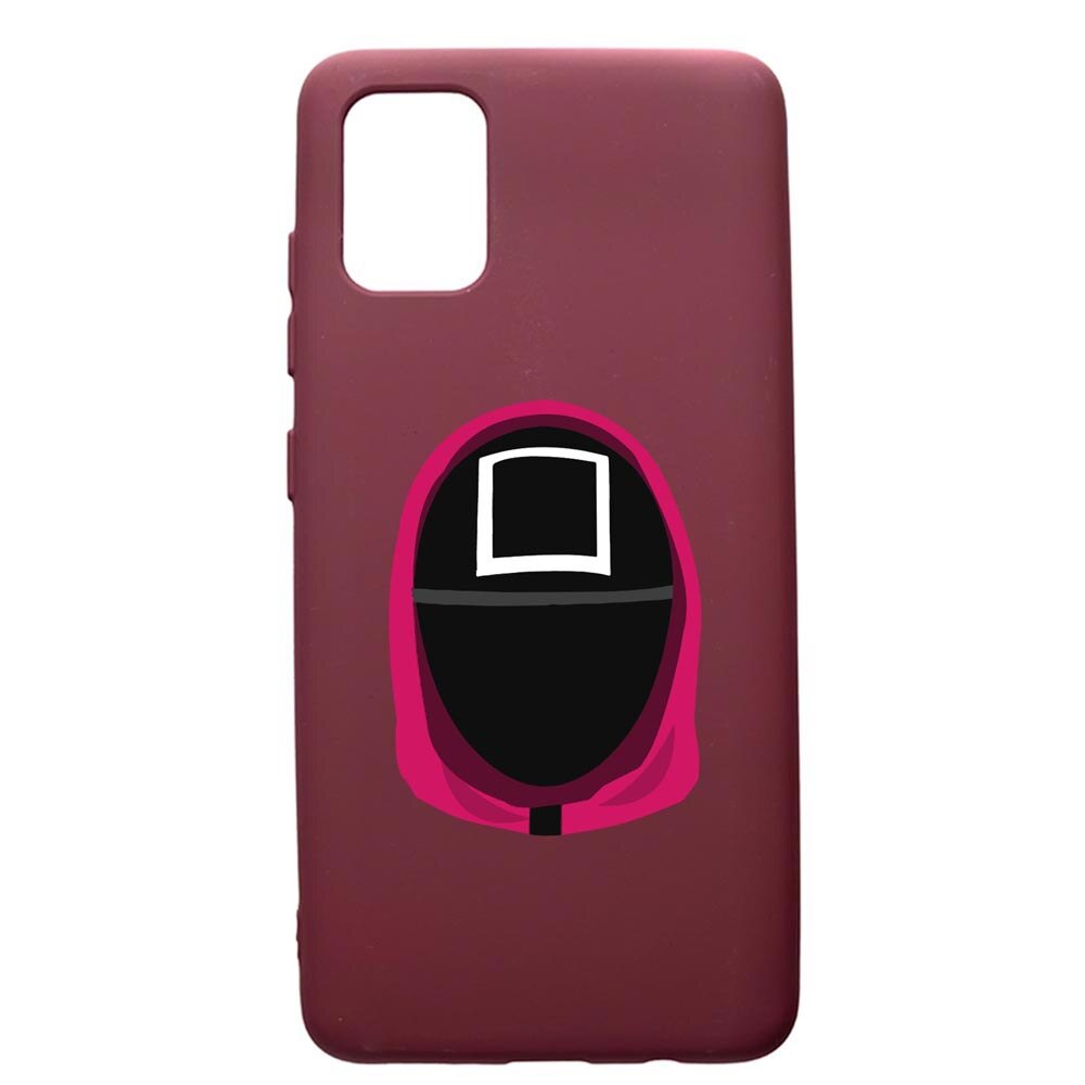 Husa Premium Silicon compatibila cu Samsung Galaxy S20 Plus, Squid Game Soldier Square, cu interiorul din material textil, protectie camera, Burgundy, PBR848
