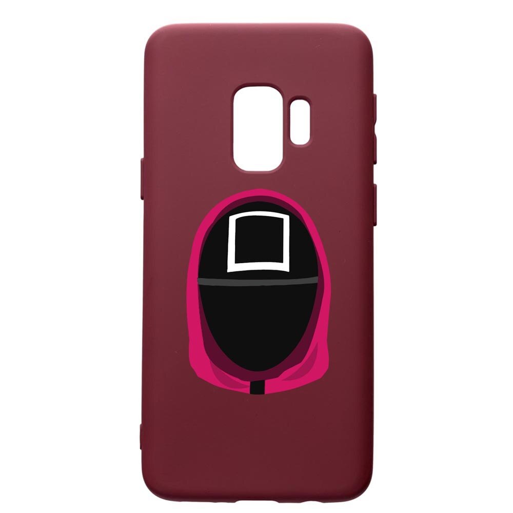 Husa Premium Silicon compatibila cu Samsung Galaxy S9, Squid Game Soldier Square, cu interiorul din material textil, protectie camera, Burgundy, PBR848